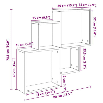 Mensola da Parete Legno Vecchio 80x15x78,5 cm Legno Multistrato | homemem39