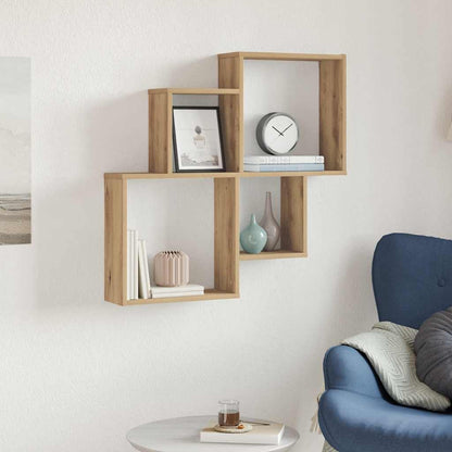 Scaffale a Parete Rovere Artigianale 80x15x78,5 cm Truciolato | homemem39