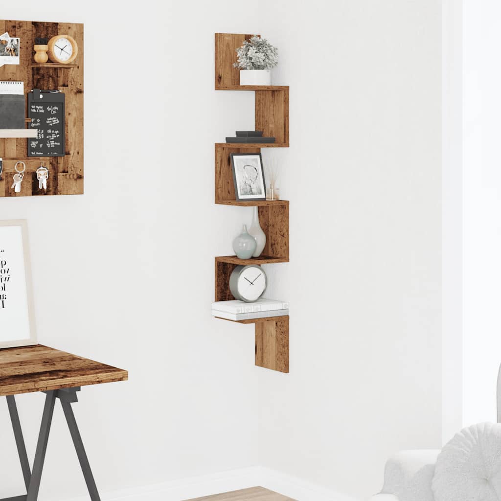 Mensola Angolare Legno Antico 20x20x127,5 cm Truciolato | homemem39