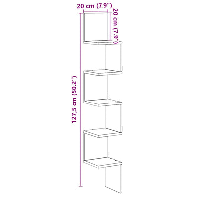 Mensola Angolare Legno Antico 20x20x127,5 cm Truciolato | homemem39
