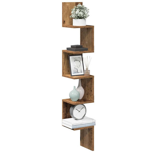 Mensola Angolare Legno Antico 20x20x127,5 cm Truciolato