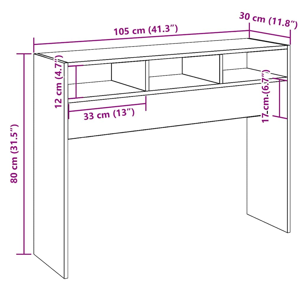 Tavolo Consolle Rovere Artigianale 105x30x80 cm in Truciolato - homemem39