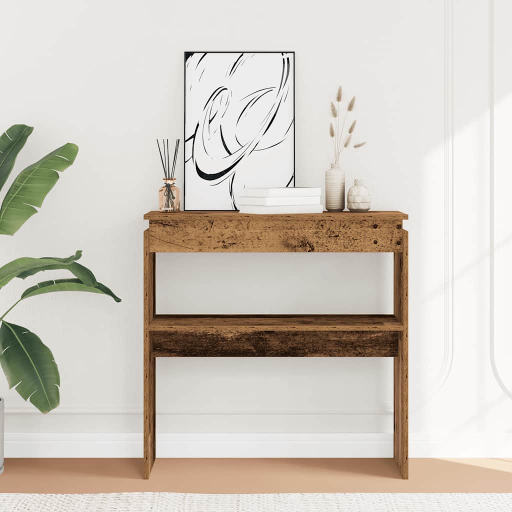 Tavolino Consolle Legno Antico 80x30x80 cm in Truciolato | homemem39
