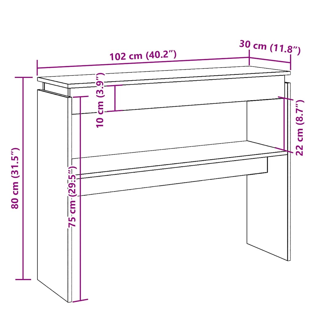 Tavolo Consolle Rovere Artigianale 102x30x80 cm in Truciolato | homemem39