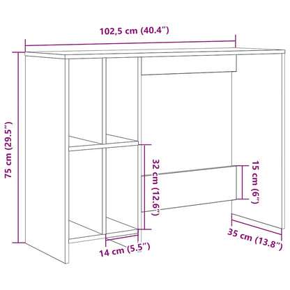 Scrivania Rovere Artigianale 102,5x35x75cm in Legno Multistrato - homemem39