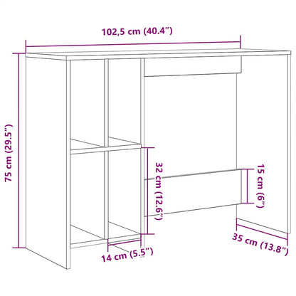 Scrivania Rovere Artigianale 102,5x35x75cm in Legno Multistrato