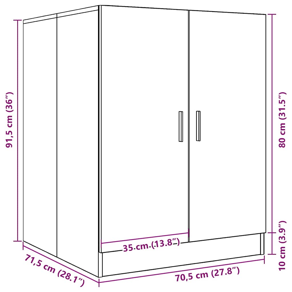Mobile per Lavatrice Rovere Artigianale 70,5x71,5x91,5 cm | homemem39