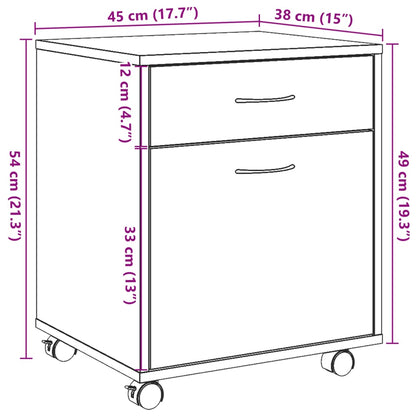 Armadietto con Ruote Legno Antico 45x38x54 cm Legno Multistrato | homemem39