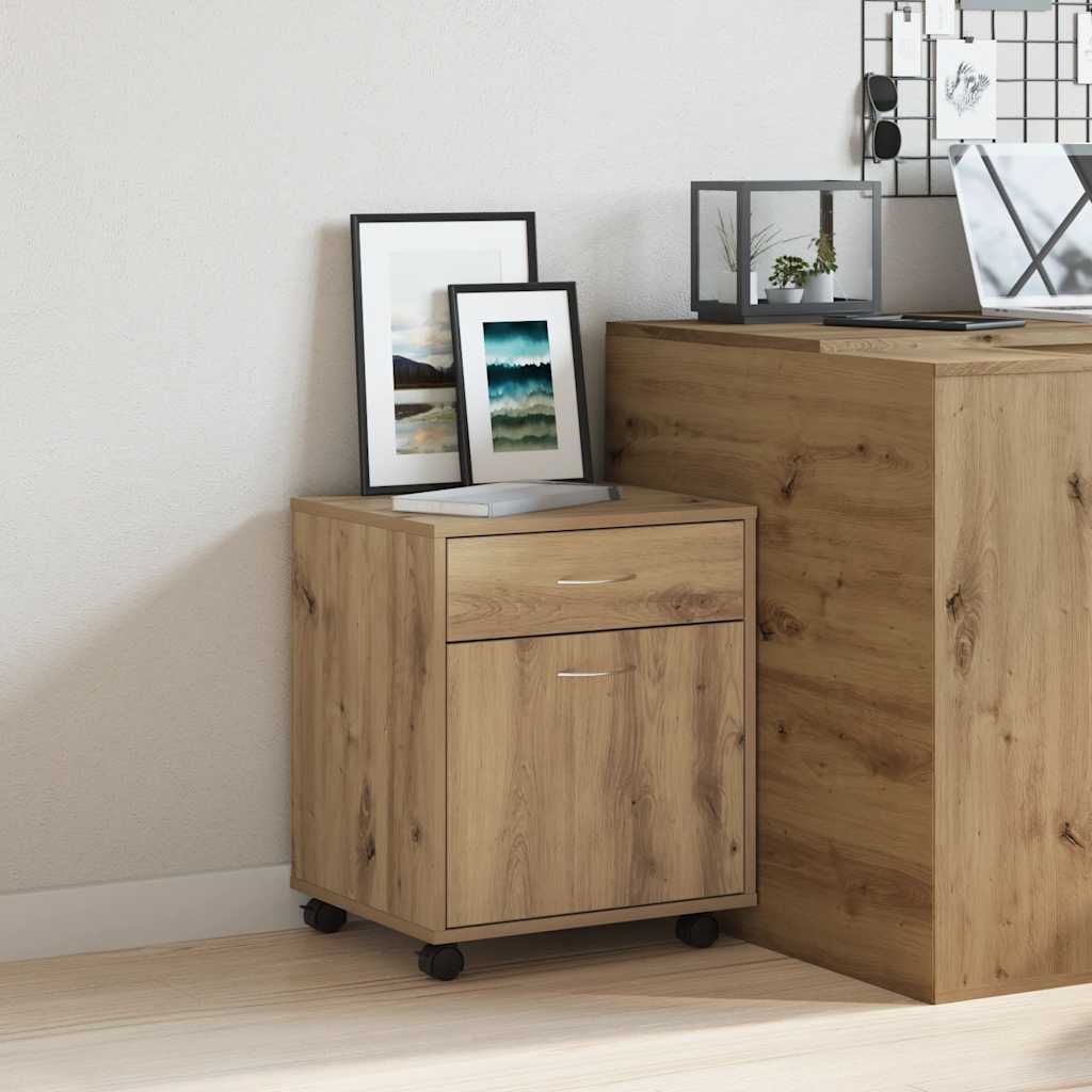 Armadietto con Ruote Rovere Artigianale 45x38x54 cm Truciolato | homemem39