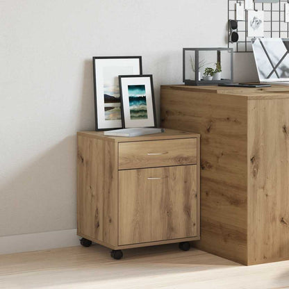 Armadietto con Ruote Rovere Artigianale 45x38x54 cm Truciolato | homemem39