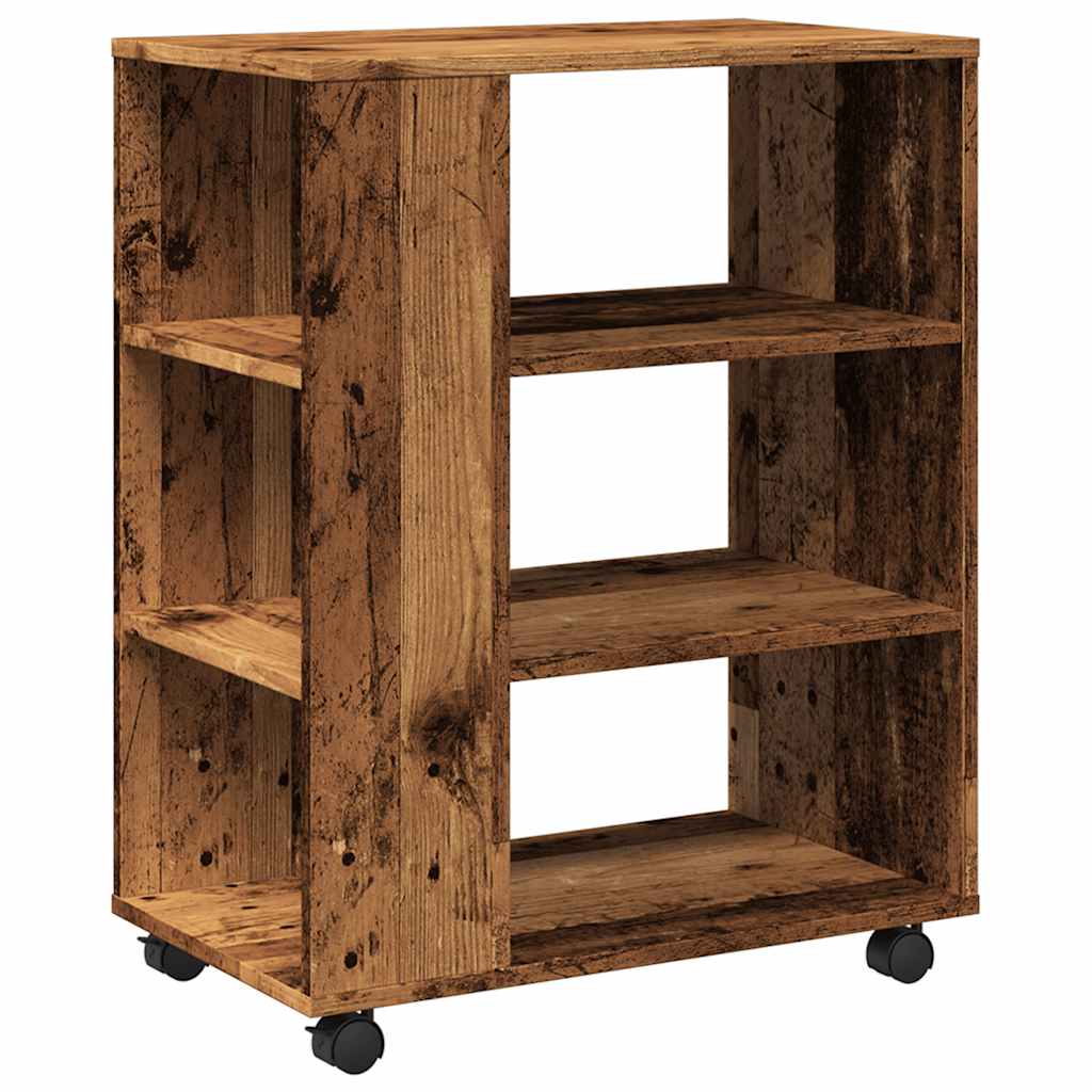 Mobiletto con Ruote Legno Antico 60x35x75 cm Legno Multistrato | homemem39
