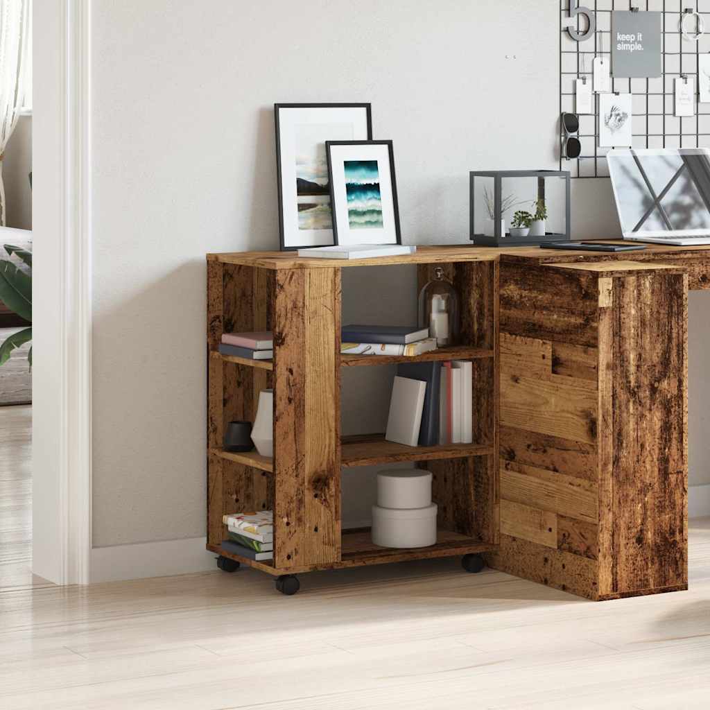 Mobiletto con Ruote Legno Antico 60x35x75 cm Legno Multistrato | homemem39