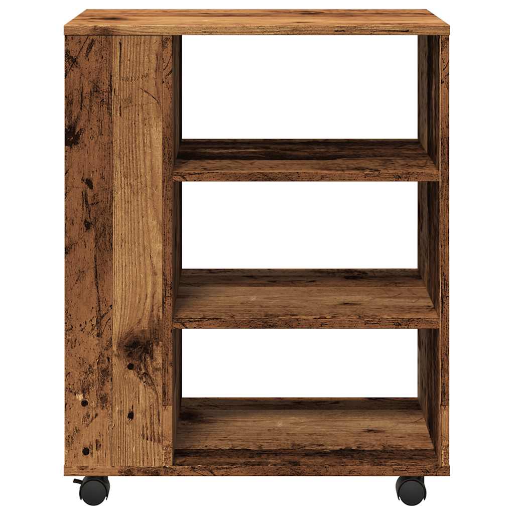 Mobiletto con Ruote Legno Antico 60x35x75 cm Legno Multistrato | homemem39