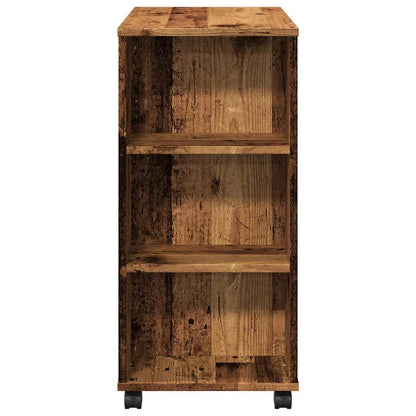 Mobiletto con Ruote Legno Antico 60x35x75 cm Legno Multistrato | homemem39