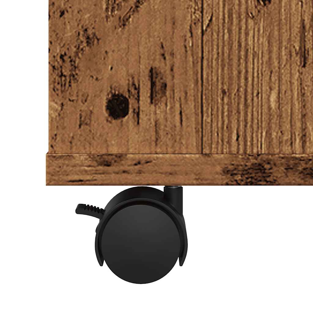 Mobiletto con Ruote Legno Antico 60x35x75 cm Legno Multistrato | homemem39