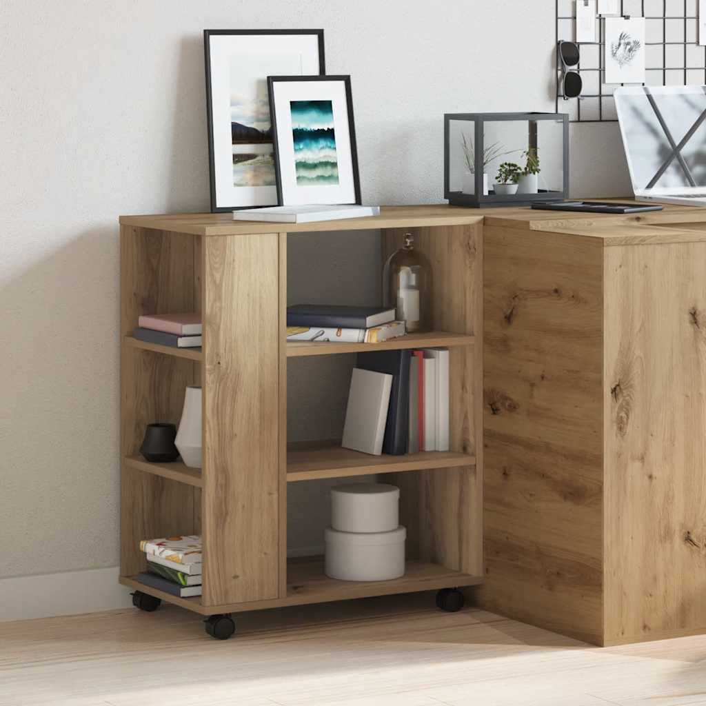 Armadietto con Ruote Rovere Artigianale 60x35x75 cm Truciolato | homemem39