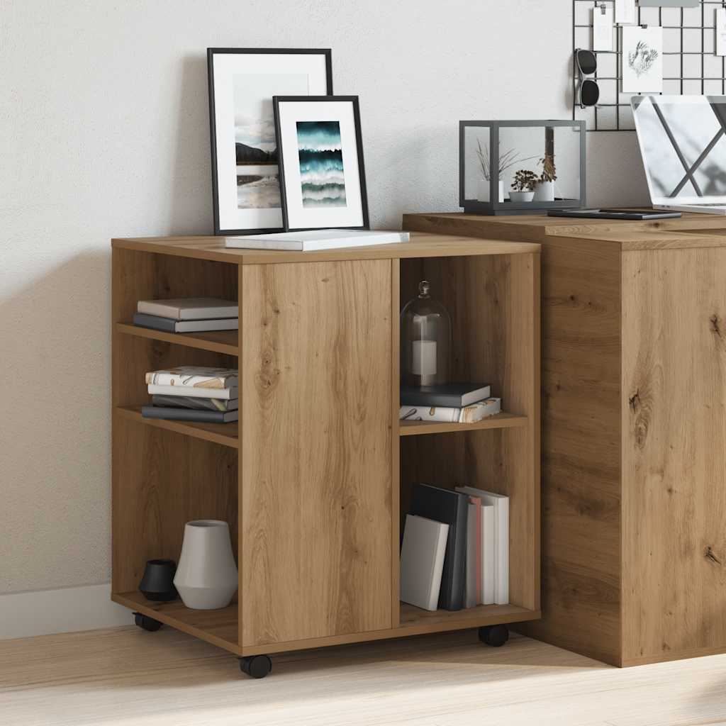Armadietto con Ruote Rovere Artigianale 60x53x72 cm Truciolato | homemem39