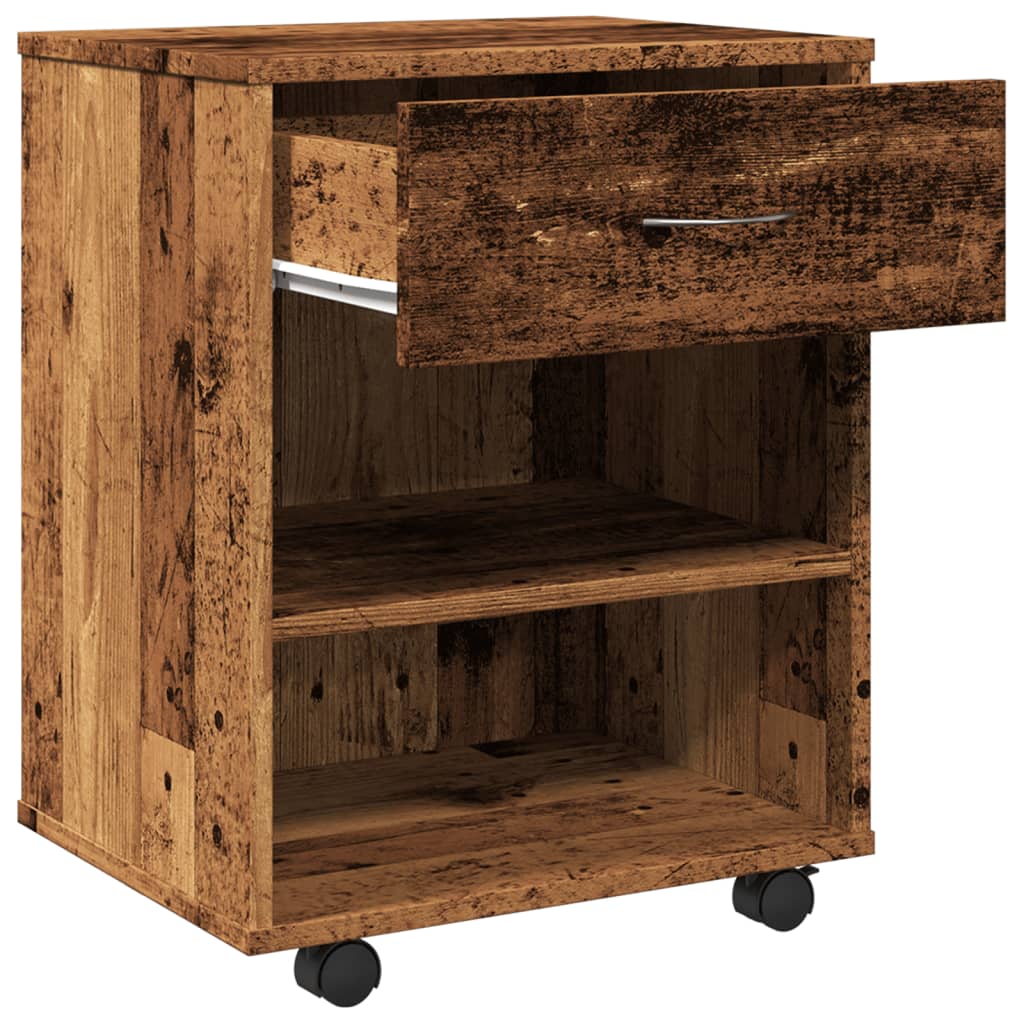 Mobiletto con Ruote Legno Antico 46x36x59 cm in Truciolato | homemem39
