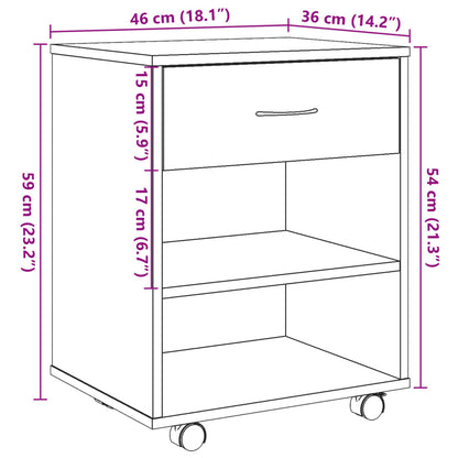 Mobiletto con Ruote Legno Antico 46x36x59 cm in Truciolato | homemem39
