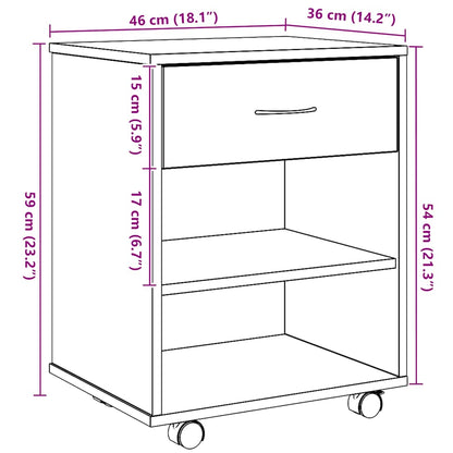 Armadietto con Ruote Rovere Artigianale 46x36x59 cm Truciolato | homemem39