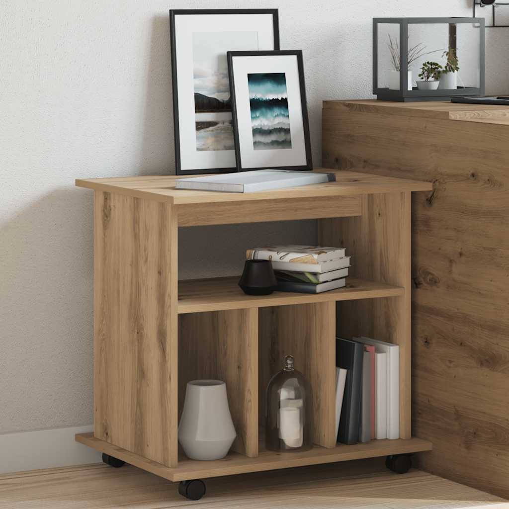 Armadietto con Ruote Rovere Artigianale 60x45x60 cm Truciolato | homemem39