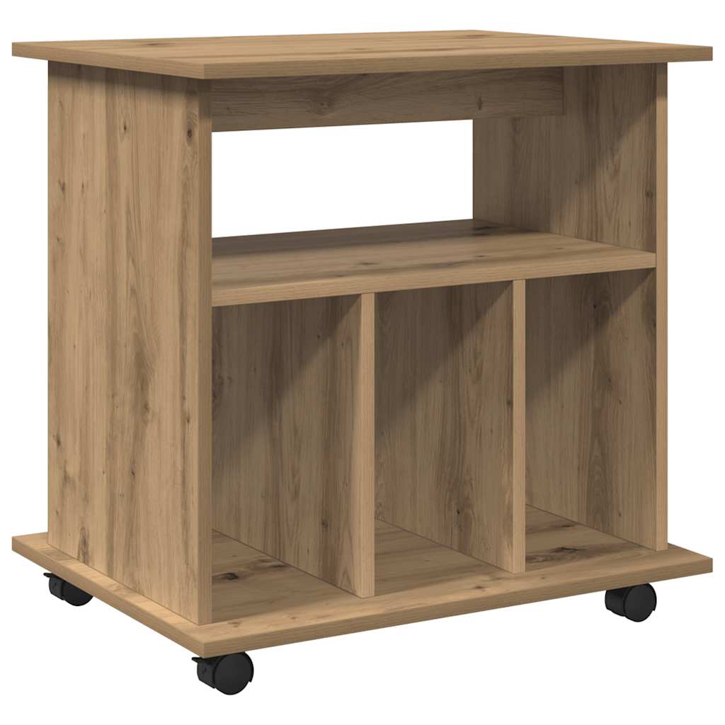 Armadietto con Ruote Rovere Artigianale 60x45x60 cm Truciolato | homemem39