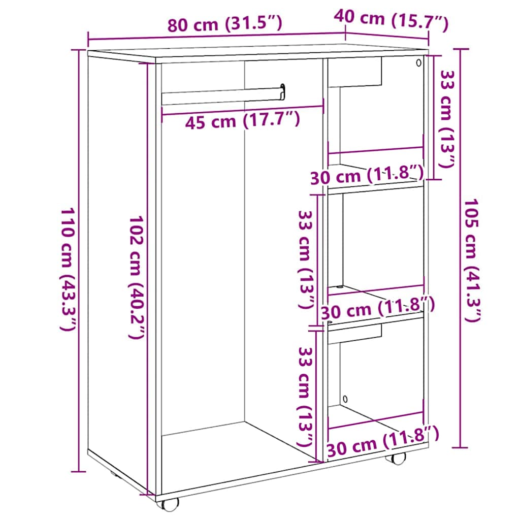 Armadio Legno Antico 80x40x110 cm in Legno Multistrato | homemem39