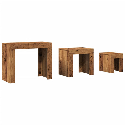 Tavolini Impilabili 3 pz Legno Antico in Truciolato | homemem39