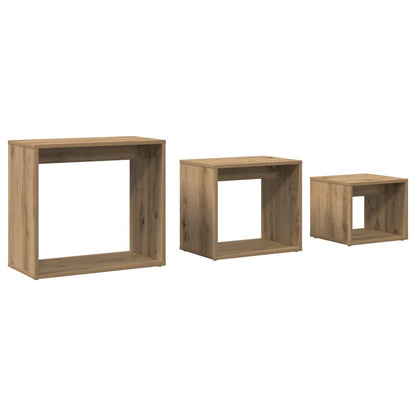 Tavolini Impilabili 3 pz Rovere Artigianale Legno Multistrato | homemem39