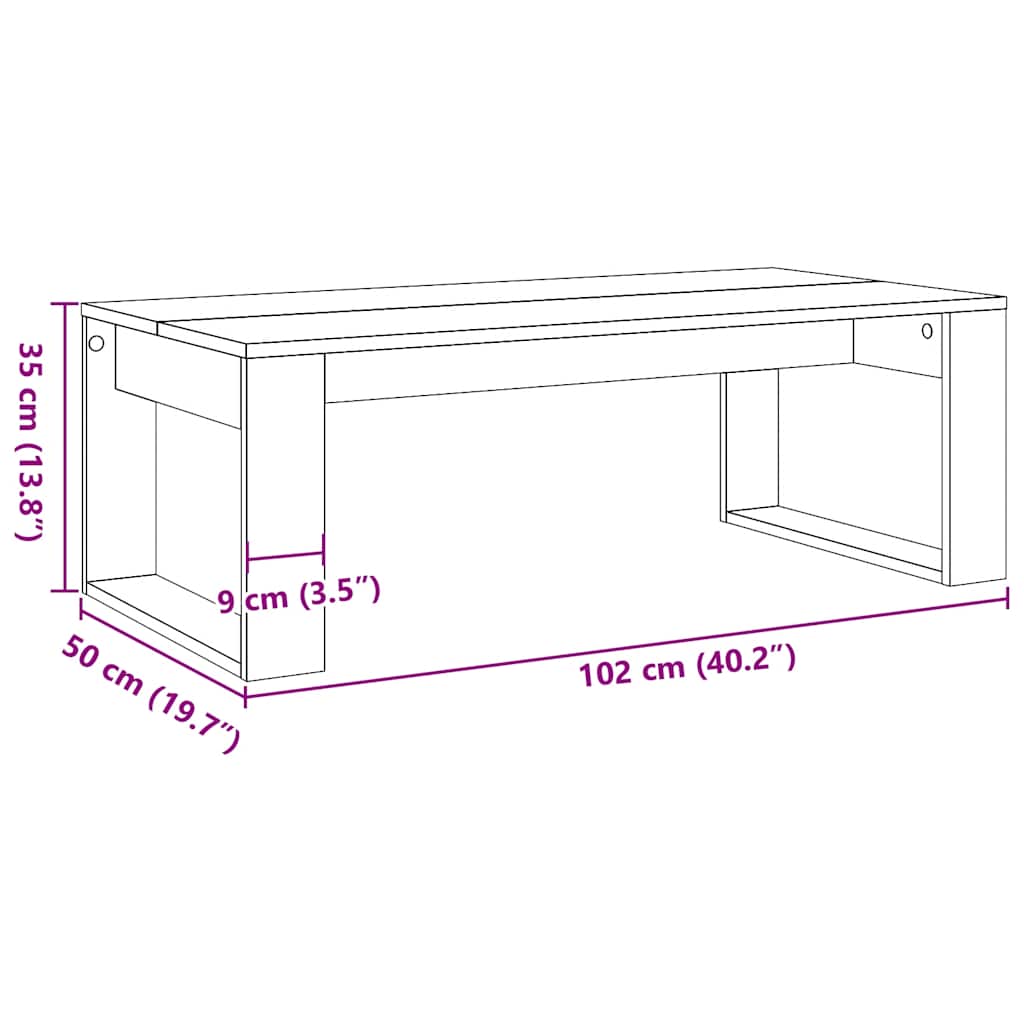 Tavolino Salotto Rovere Artigianale 102x50x35 cm in Truciolato | homemem39