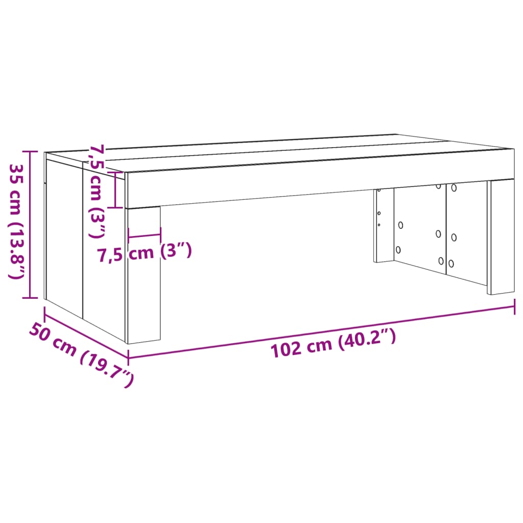 Tavolino Salotto Rovere Artigianale 102x50x35 cm in Truciolato | homemem39