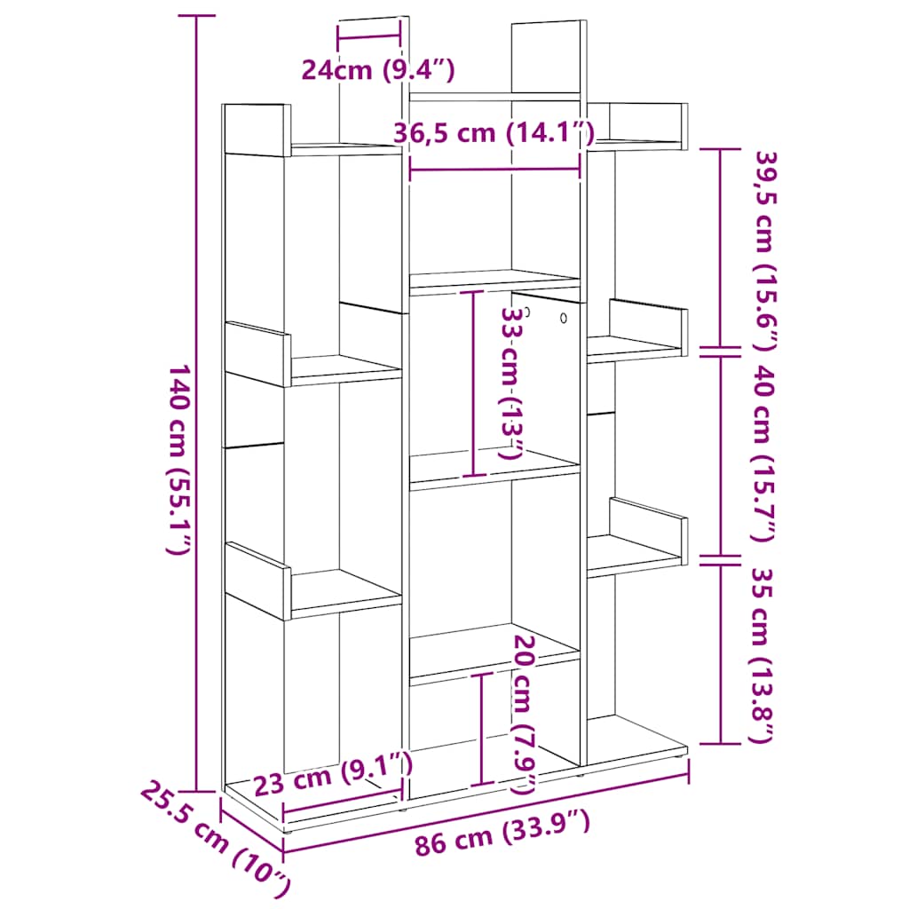 Libreria Rovere Artigianale 86x25,5x140 cm Legno Multistrato | homemem39