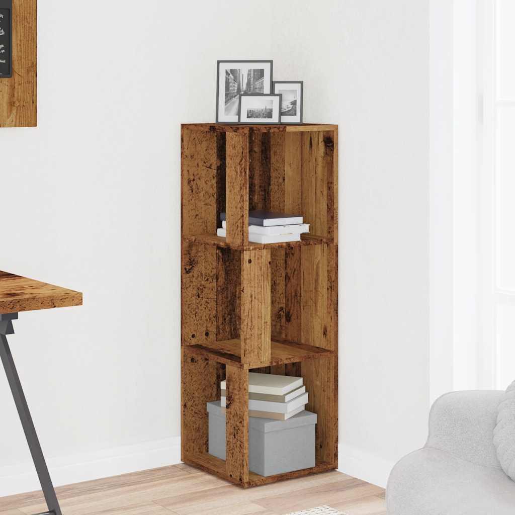 Mobile Angolare Legno Antico 33x33x100 cm Legno Multistrato | homemem39