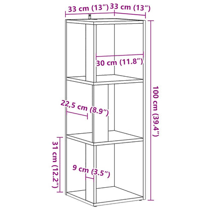 Mobile Angolare Legno Antico 33x33x100 cm Legno Multistrato | homemem39