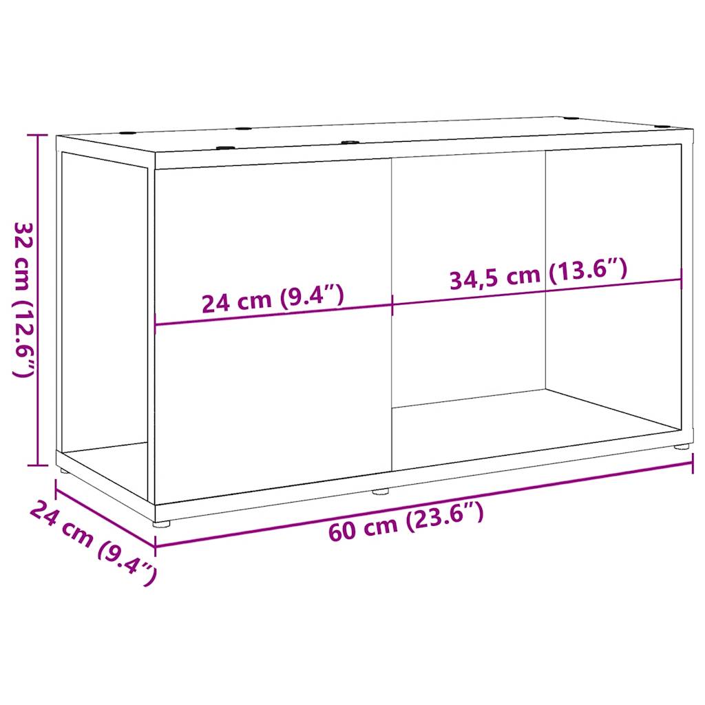 Mobile Porta TV Legno Antico 60x24x32 cm in Truciolato | homemem39