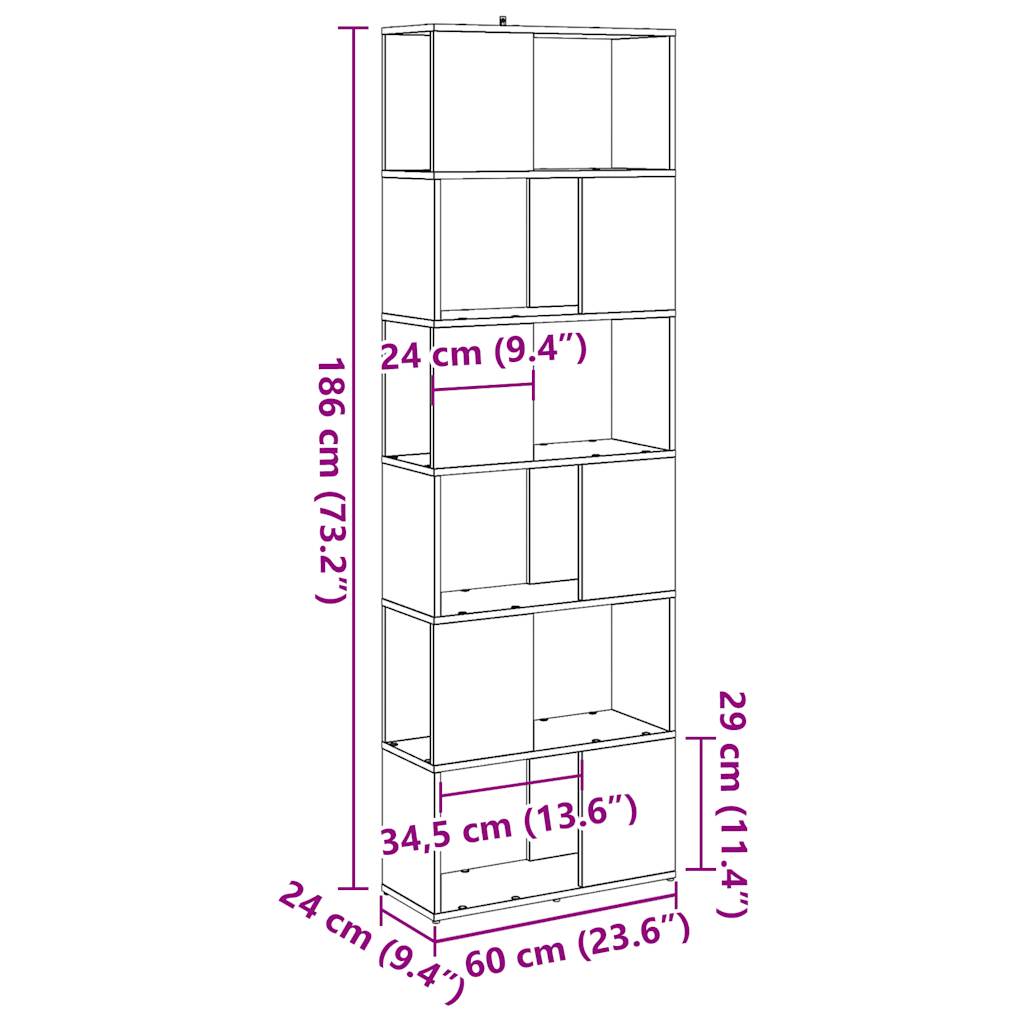 Libreria/Divisorio Stanza Legno Antico 60x24x186 cm | homemem39
