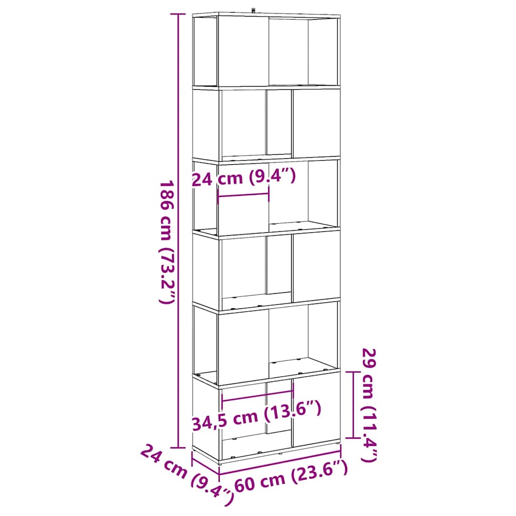 Libreria/Divisorio Stanza Rovere Artigianale 60x24x186 cm | homemem39
