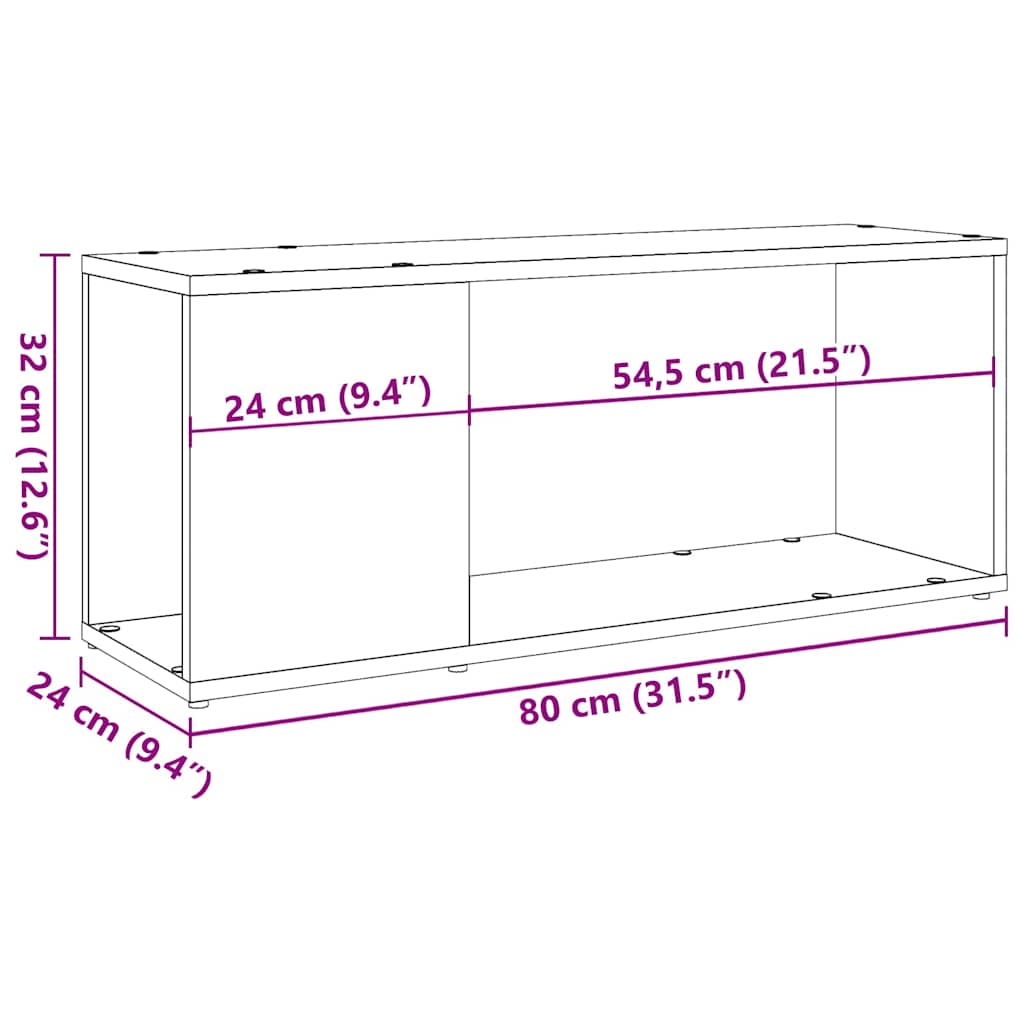 Mobile Porta TV Legno Vecchio 80x24x32 cm in Legno Multistrato | homemem39