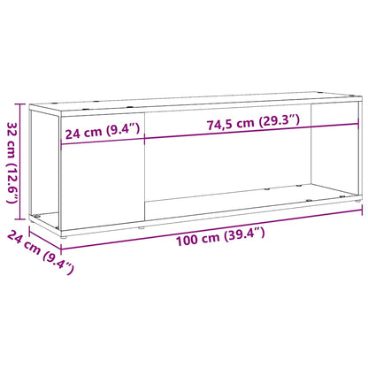 Mobile TV Rovere Artigianale 100x24x32 cm in Legno Multistrato | homemem39