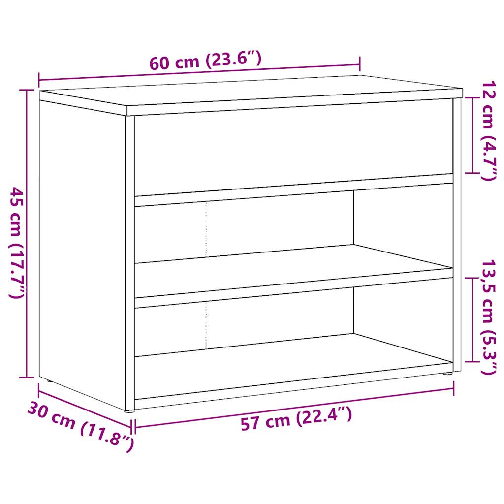Scarpiera Rovere Artigianale 60x30x45 cm in Legno Multistrato - homemem39