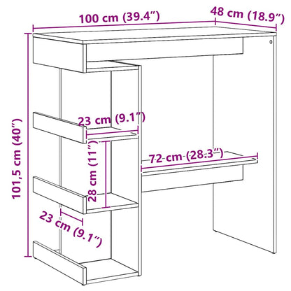 Tavolo da Bar con Ripiani Rovere 100x48x101,5 cm in Truciolato | homemem39