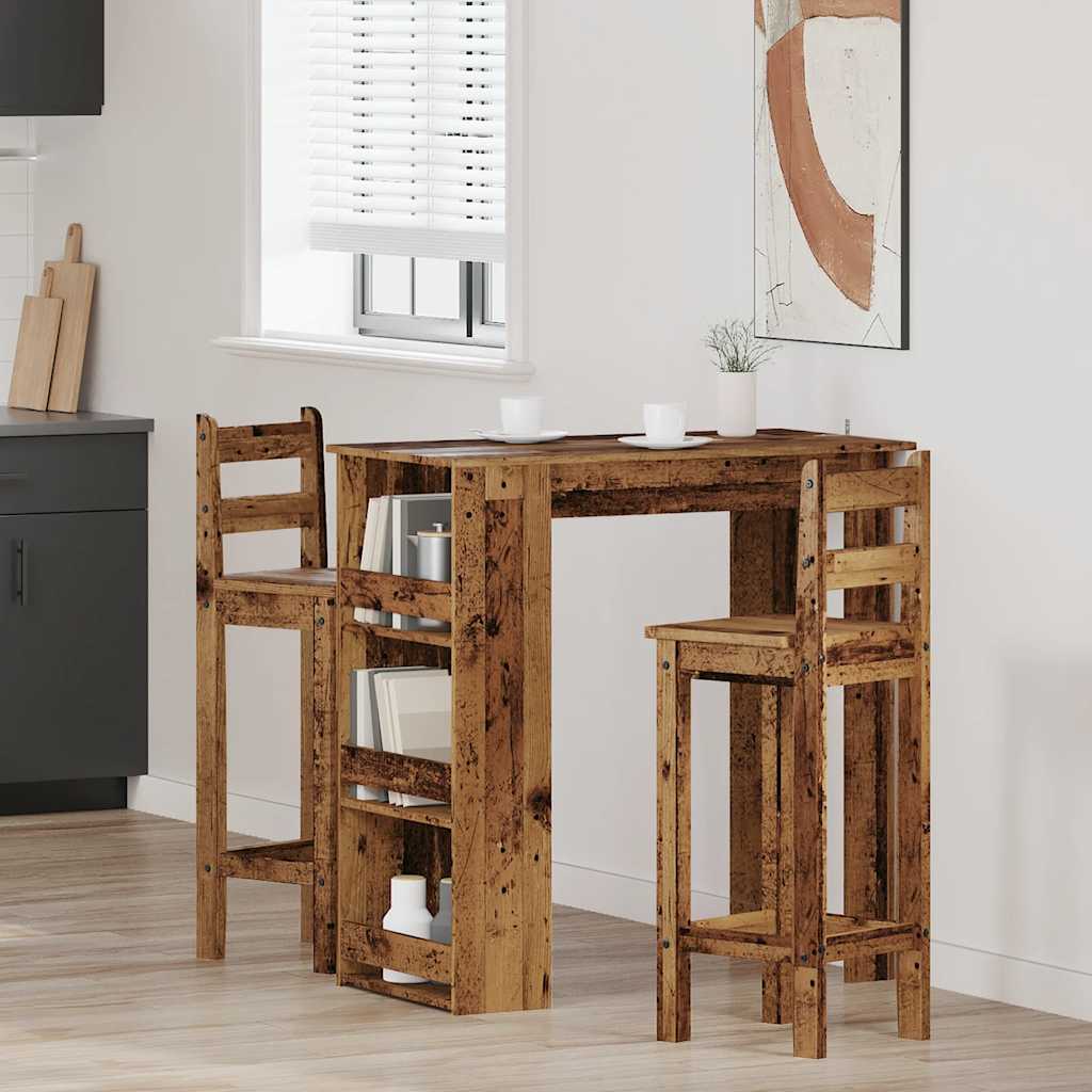 Tavolo da Bar con Ripiano Legno Antico 102x50x103,5 cm | homemem39