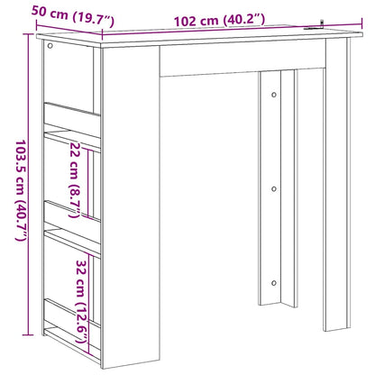 Tavolo da Bar con Ripiano Legno Antico 102x50x103,5 cm | homemem39