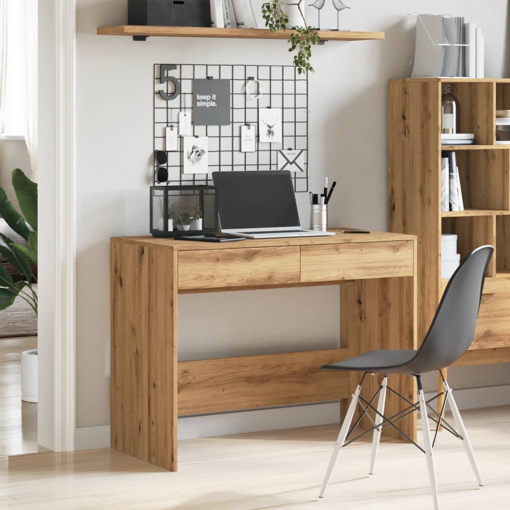 Scrivania Rovere Artigianale 101x50x76,5cm in Legno Multistrato - homemem39