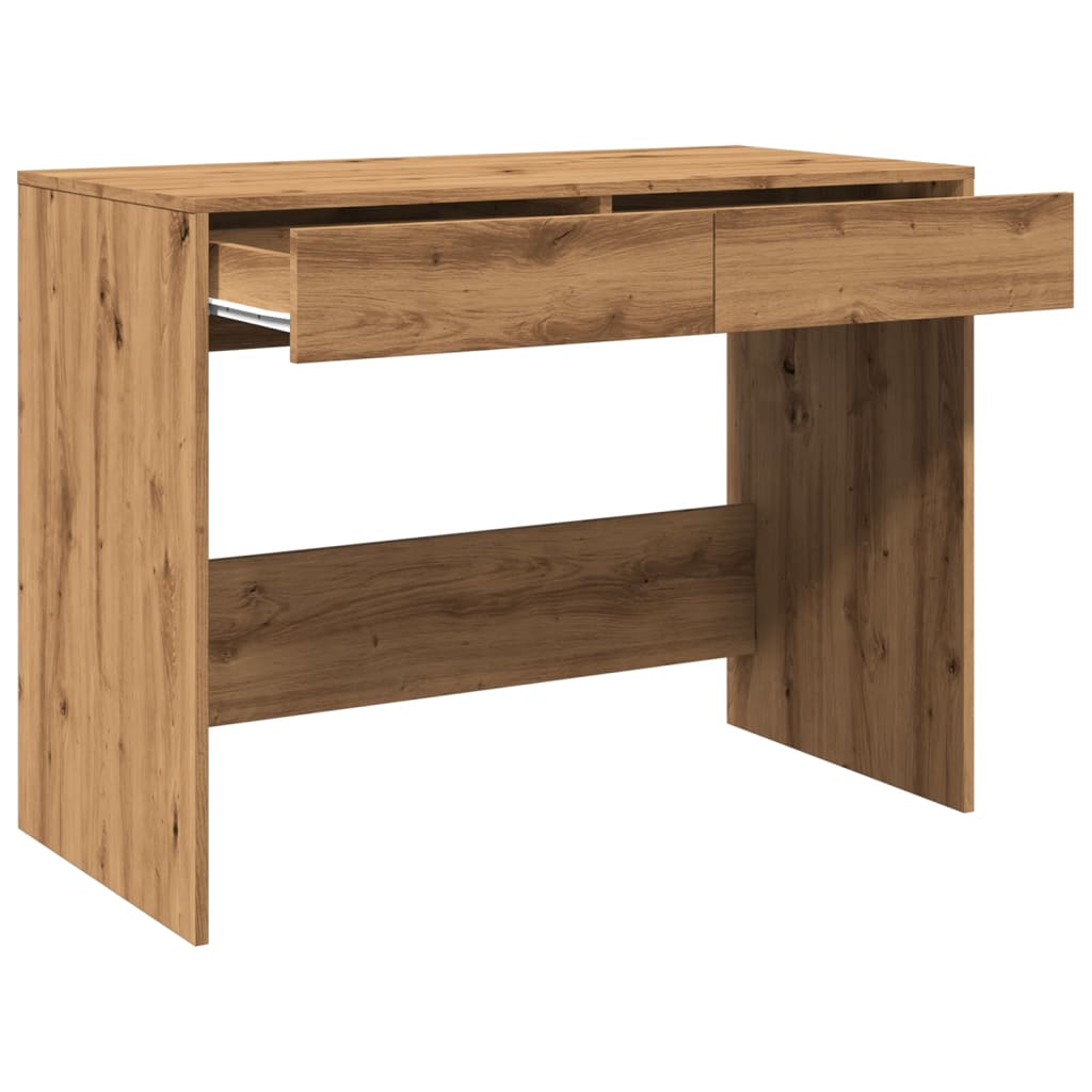 Scrivania Rovere Artigianale 101x50x76,5cm in Legno Multistrato - homemem39