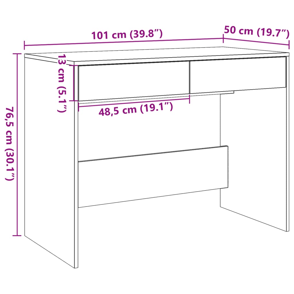 Scrivania Rovere Artigianale 101x50x76,5cm in Legno Multistrato - homemem39
