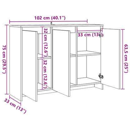 Credenza Legno Antico 102x35x55 cm in Truciolato - homemem39