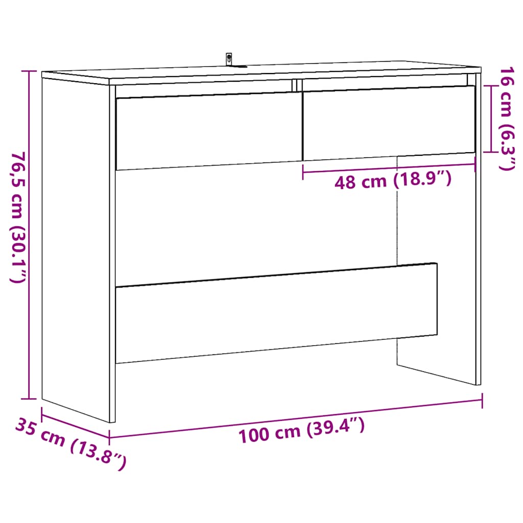Tavolino Consolle Legno Vecchio 100x35x76,5 cm in Truciolato | homemem39