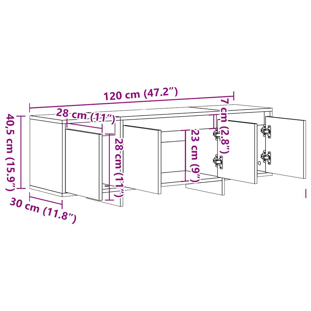 Mobile Porta TV Legno Antico 120x30x40,5 cm Legno Multistrato - homemem39