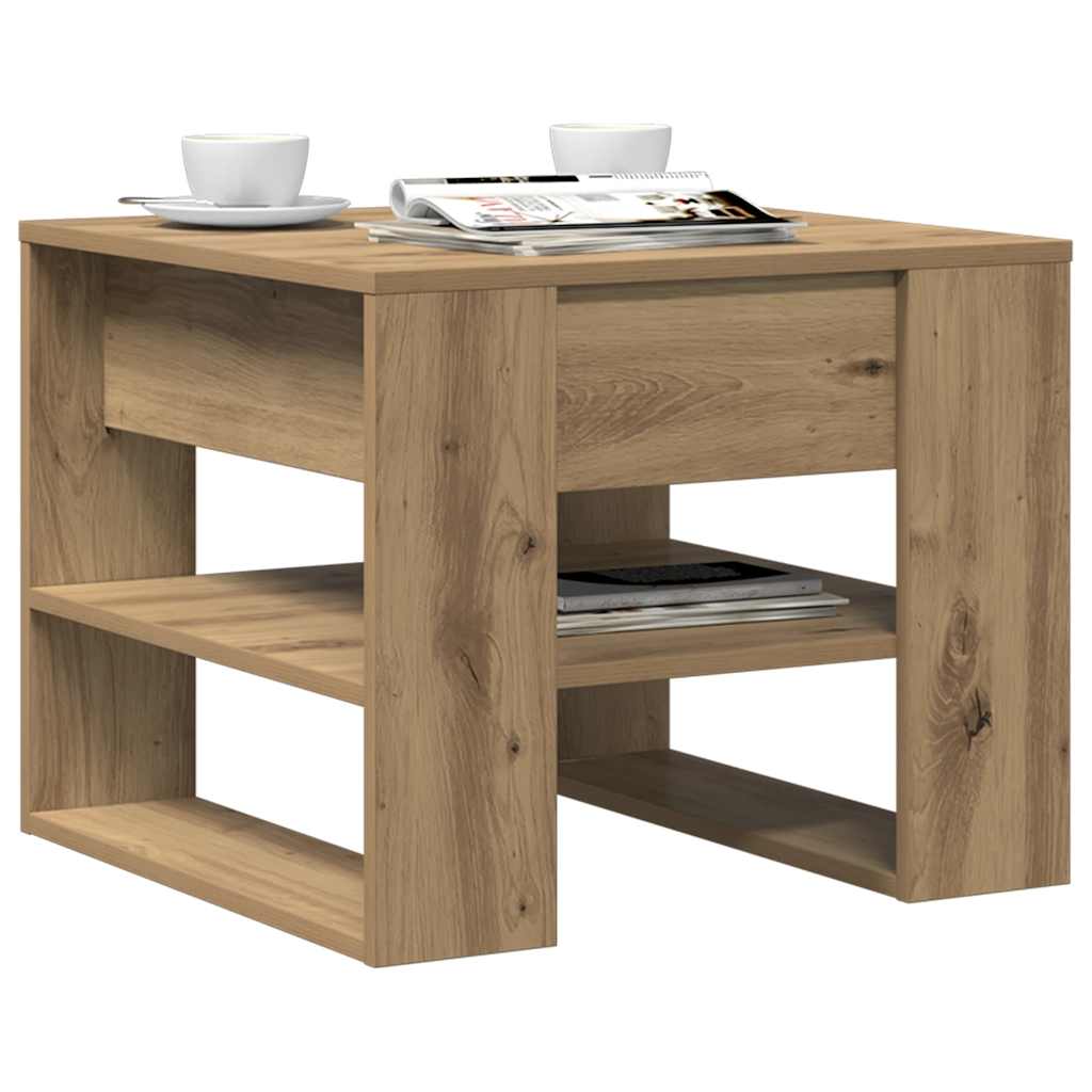 Tavolino Salotto Rovere Artigianale 55,5x55x45 cm in Truciolato | homemem39